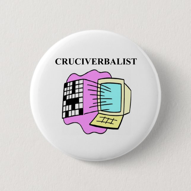 crossword puzzle lover 6 cm round badge (Front)