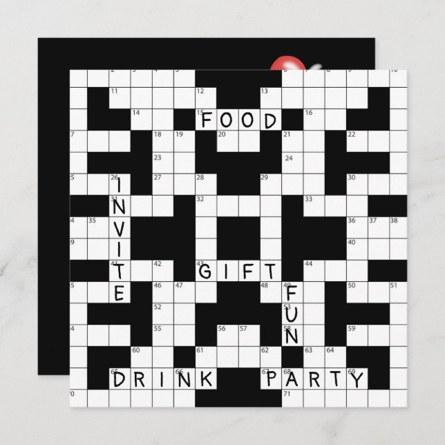 Crossword Puzzle Party  Invitation (Front/Back)