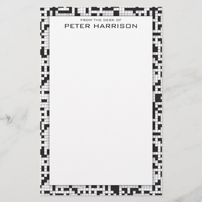 Crossword Puzzle Personalised Stationery (Front)