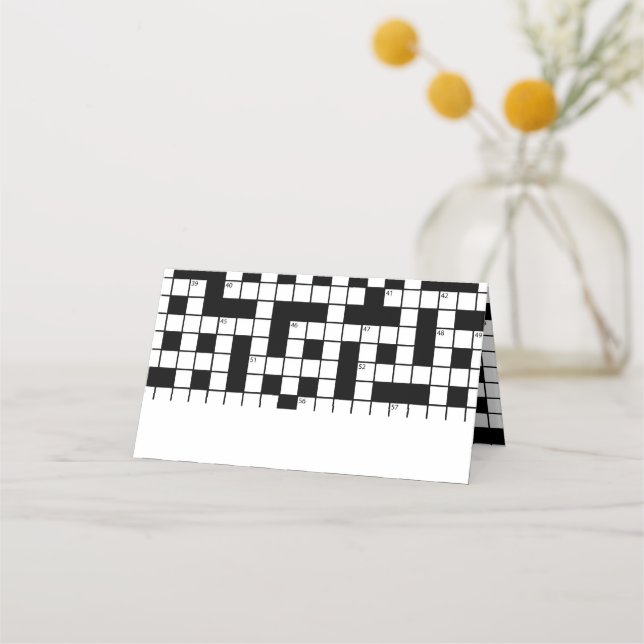 Crossword Puzzle Theme Birthday Place Card (Front)