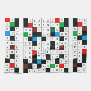 Crossword Puzzle w/ Holiday Theme on Hand Towel