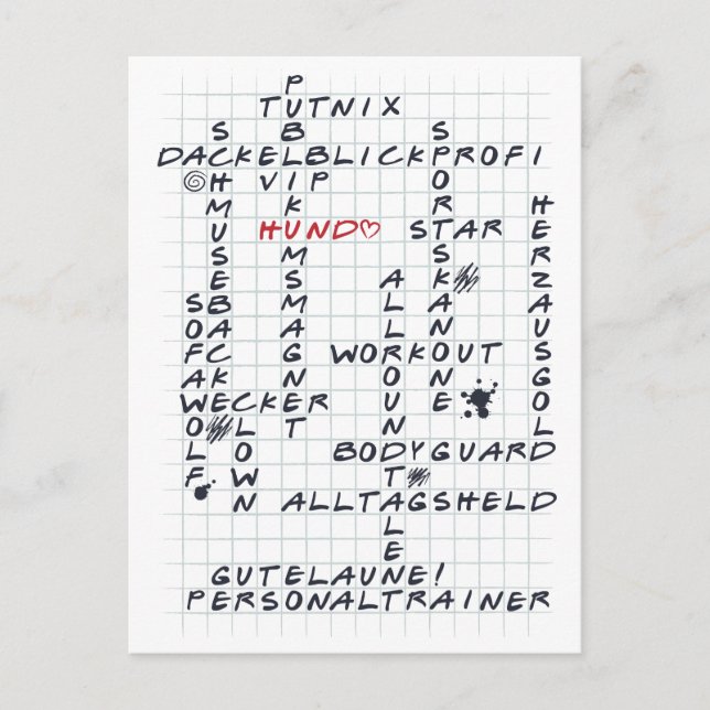 Crosswords Hund <3 Postcard (Front)