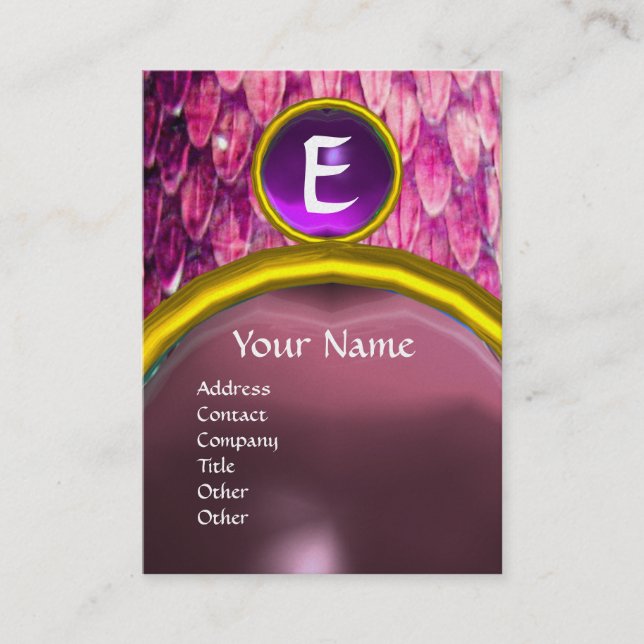 CROTALUS MONOGRAM AMETHYST,bright bold pink purple Business Card (Front)