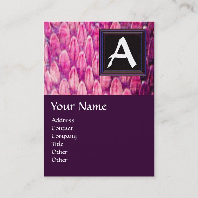 CROTALUS MONOGRAM,bright bold black pink purple Business Card (Front)
