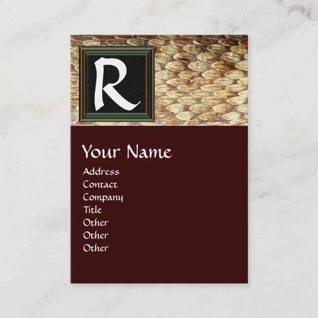 CROTALUS MONOGRAM,bright bold brown black Business Card (Front)