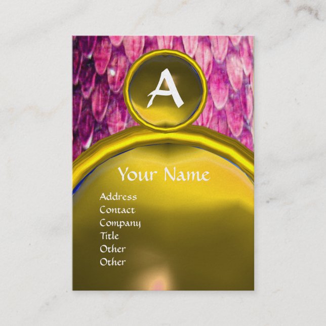 CROTALUS MONOGRAM TOPAZ ,bright bold pink purple Business Card (Front)