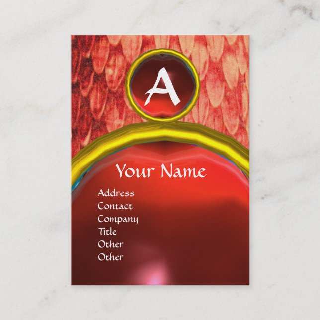 CROTALUS MONOGRAM TOPAZ ,bright red pink Business Card (Front)