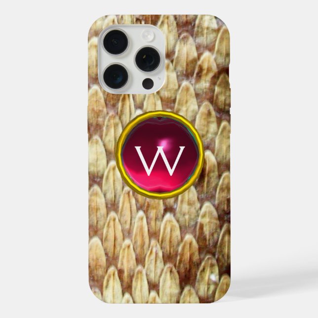 CROTALUS PINK FUCHSIA GEM MONOGRAM  iPhone CASE (Back)
