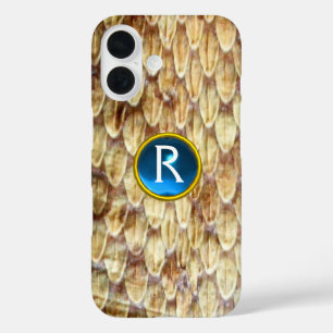 CROTALUS Printed Snake Skin Blue Gem Monogram iPhone 16 Case