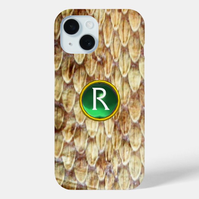 CROTALUS Printed Snake Skin Green Gem Monogram Case-Mate iPhone Case (Back)
