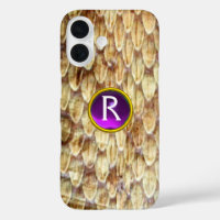 CROTALUS Printed Snake Skin Purple Gem Monogram