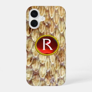 CROTALUS Printed Snake Skin Red Ruby Gem Monogram iPhone 16 Case