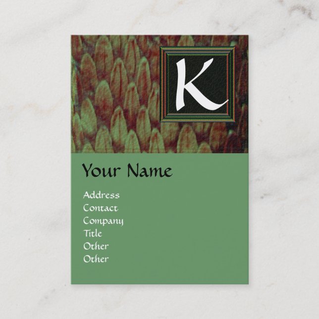CROTALUS SQUARE MONOGRAM, bold brown black green Business Card (Front)