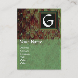 CROTALUS SQUARE  MONOGRAM, bold brown black green Business Card
