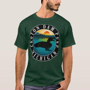 Croton Dam Pond Loon Michigan Sunset T-Shirt