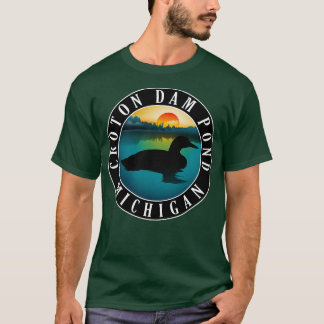 Croton Dam Pond Loon Michigan Sunset T-Shirt