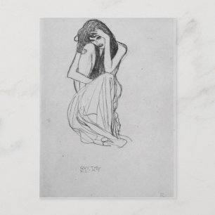 Crouching from the front by Gustav Klimt Postcard