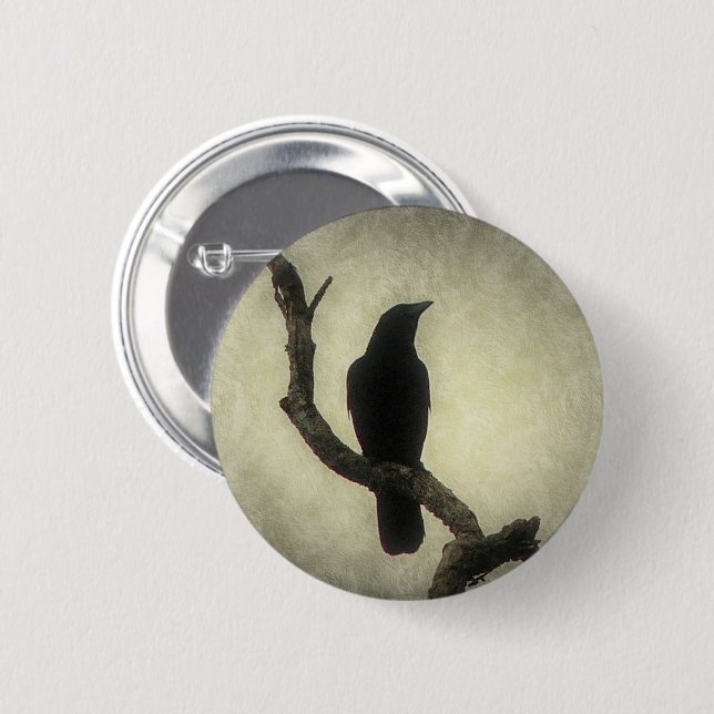 Crow 6 Cm Round Badge (Front & Back)