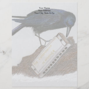 Crow and Harmonica Custom Letterhead