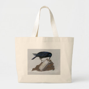 Crow and Harmonica Large Tote Bag