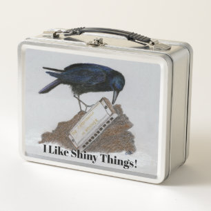 Crow and Harmonica Metal Lunch Box