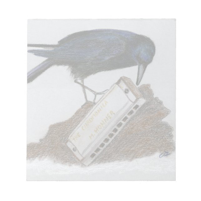 Crow and Harmonica Notepad (Front)
