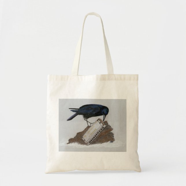 Crow and Harmonica Tote Bag (Front)