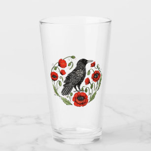 Crow and Poppies Beer Glass
