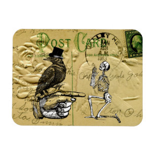 Crow and skeleton magnet