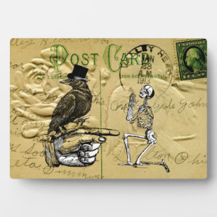 Crow and skeleton plaque