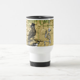 Crow and skeleton travel mug