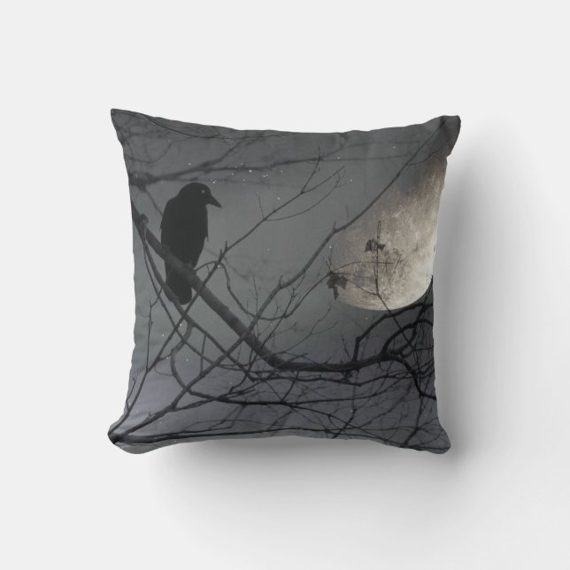 Crow And The Old Moody Moon Cushion (Front)