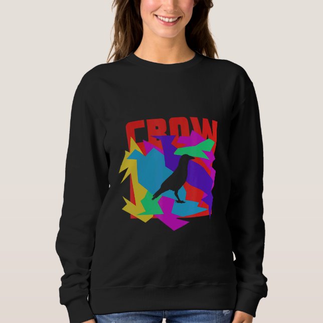 Crow Animal Mosaik Puzzle Sweatshirt (Front)