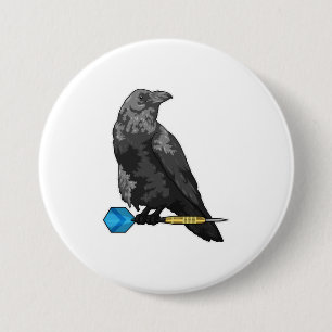 Crow at Darts with Dart 7.5 Cm Round Badge