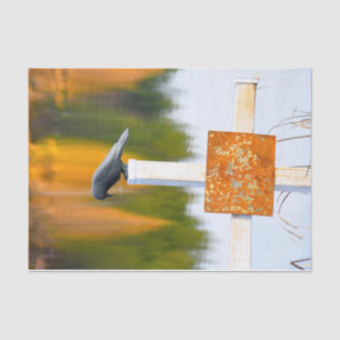 Crow Autumn Orange Decoupage Tissue Paper