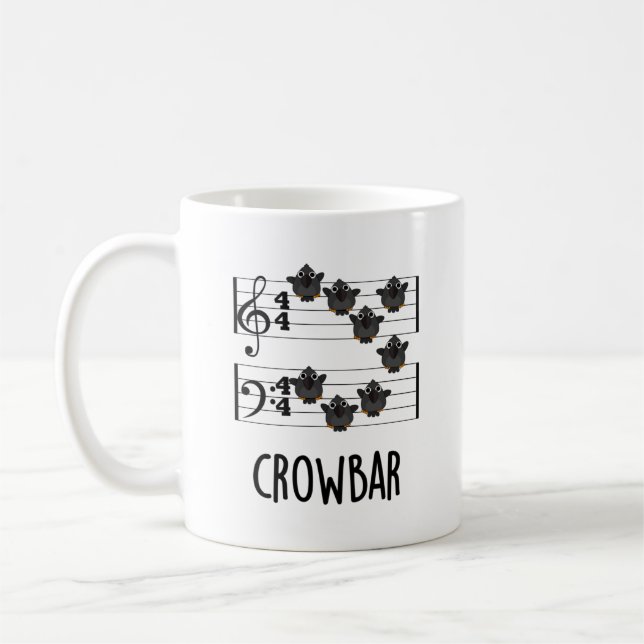 Crow Bar Funny Music Bird Pun  Coffee Mug (Left)