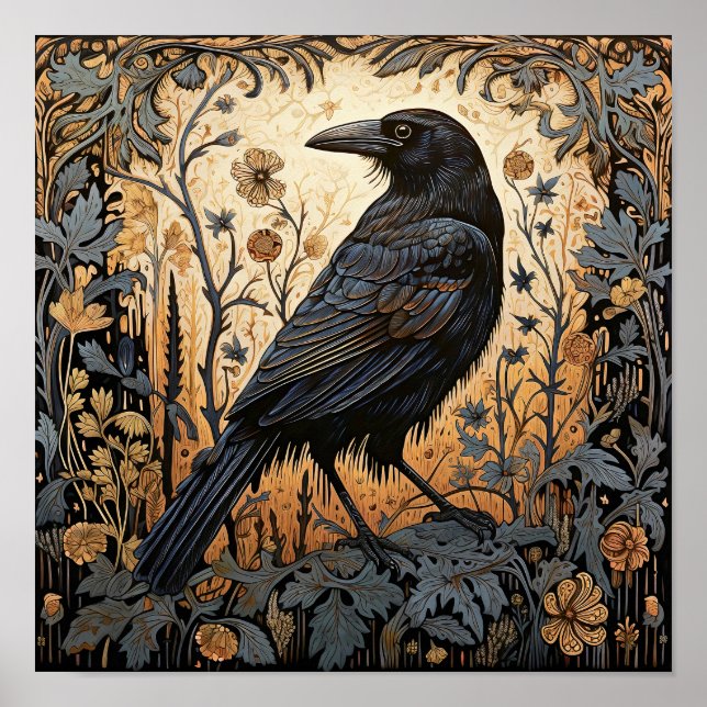 Crow Bird Abstract Painting Poster (Front)