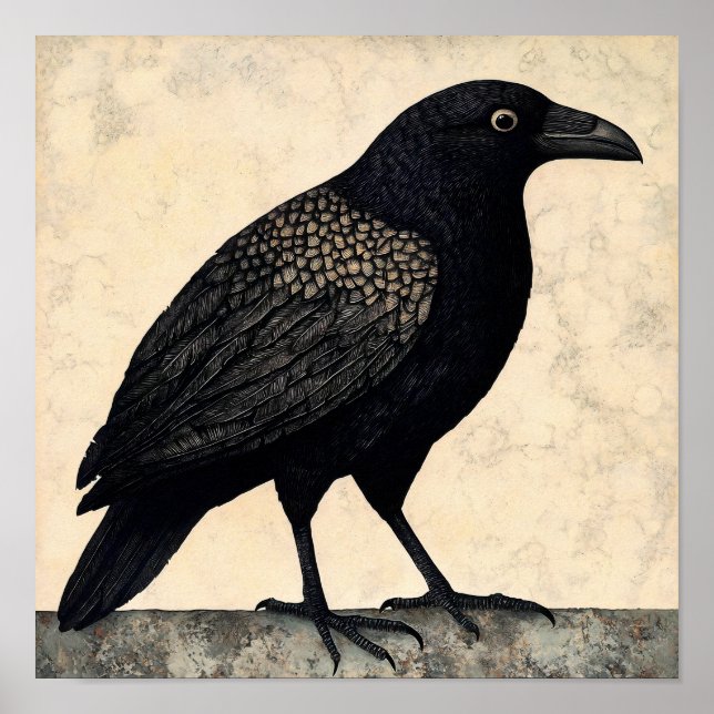 Crow Bird Abstract Painting Poster (Front)