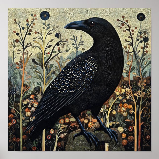 Crow Bird Abstract Painting Poster (Front)