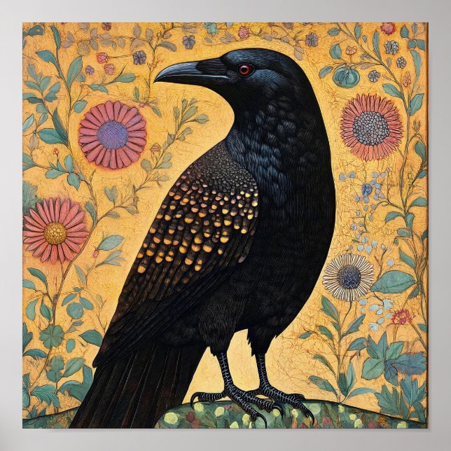 Crow Bird Abstract Painting Poster (Front)