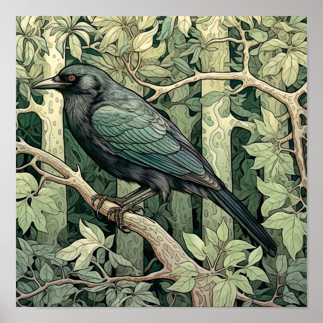 Crow Bird Abstract Painting Poster (Front)