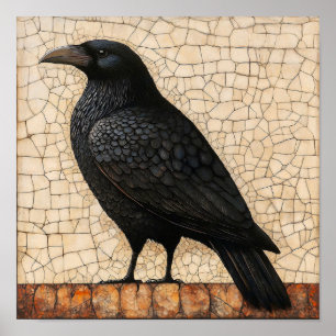 Crow Bird Abstract Painting Poster