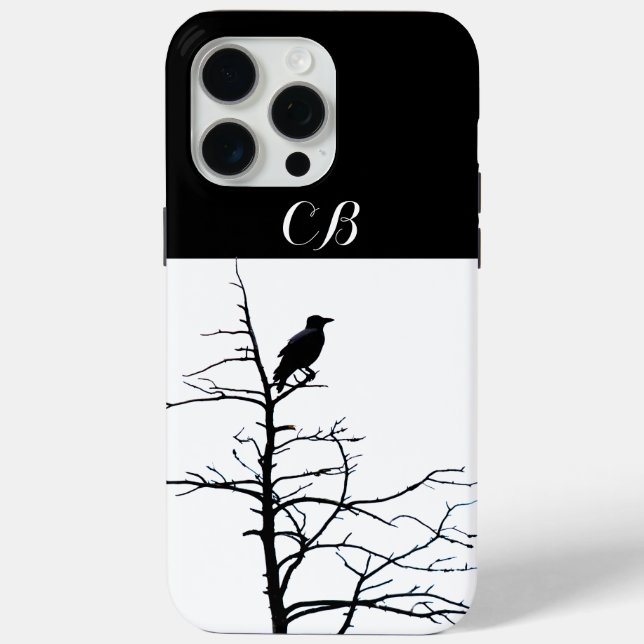 Crow Bird Modern Line Drawing Art Custom Name  Case-Mate iPhone Case (Back)