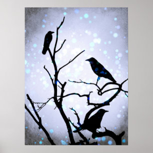 Crow Bird on Tree Bird 94 Poster