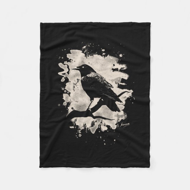 Crow bleached look fleece blanket (Front)