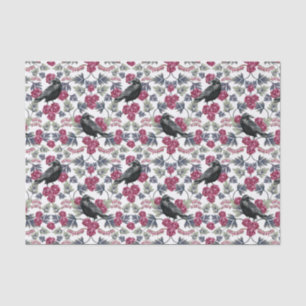 Crow, Bleeding Heart & Roses Floral Pattern Tissue Paper