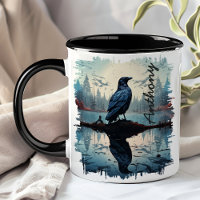 Crow by Tranquil Lake Reflection
