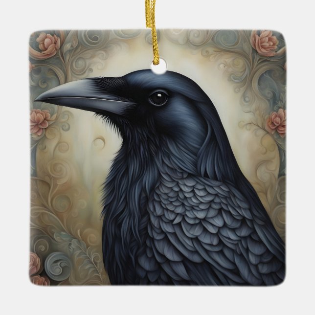 Crow Ceramic Ornament (Front)