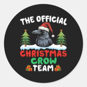 Crow Christmas Santa Hat Xmas Holiday Christmas Cr Classic Round Sticker