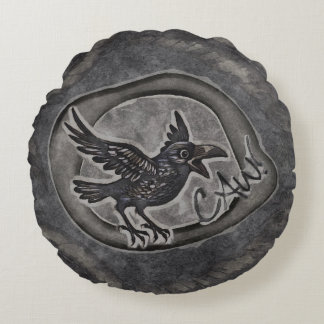 Crow Crow Rabe calls CAW! Round Cushion